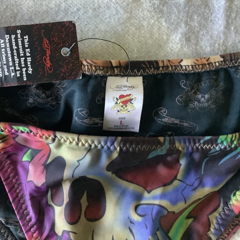 Vintage Ed Hardy Jeweled Skull Bikini Bottom Large NWT - Picture 6 of 6